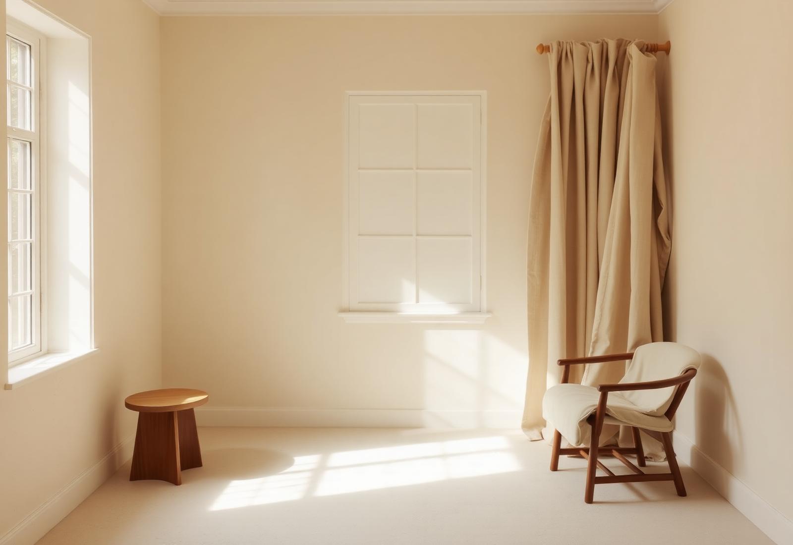 Soft, still interior with quiet natural light